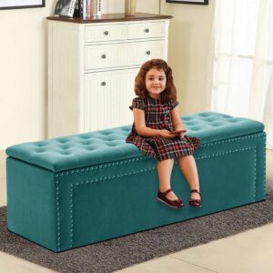 Urban Decor Tufted Storage Ottoman | Versatile Bench with Premium Velvet & Storage | Living Room, Bedroom, Office - Image 1