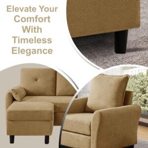 Urban Decor 4 Seater Sofa Set 3+1 Heavy Duty Durable Home Sofa Office Living Room Furniture with Ottoman-Golden - Image 6