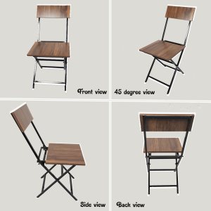 Urban Decor  Foldable Bistro Table Set | 3-Piece Metal & Wood Dining Set with 2 Chairs | Compact & Stylish for Indoor & Outdoor - Image 6