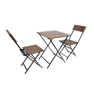 Urban Decor  Foldable Bistro Table Set | 3-Piece Metal & Wood Dining Set with 2 Chairs | Compact & Stylish for Indoor & Outdoor - Image 3