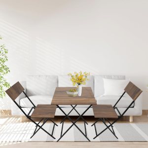 Urban Decor  Foldable Bistro Table Set | 3-Piece Metal & Wood Dining Set with 2 Chairs | Compact & Stylish for Indoor & Outdoor - Image 1