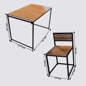 Urban Decor Solid Wood 4-Seater Dining Set | Iron Frame Wooden Top Dining Table with Four Chairs - Image 3