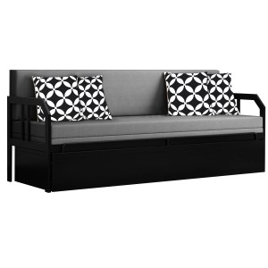 Urban Decor Stylish 3-Seater Metal Pull-Out Sofa Cum Bed with Printed Cushions - Image 4