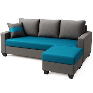 Urban Decor Modern 3 Seater Fabric Sofa Set with Dual Ottomans for Living Room & Guests - Image 6