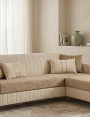 Urban Decor L Shape Sofa Set – Modern Beige Fabric Sectional Sofa