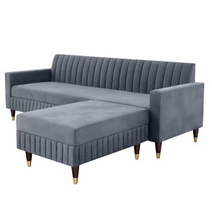 Urban Decor 4 Seater L Shape Velvet Sofa Set - Image 4