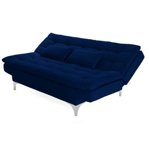 Urban Decor 3 Seater Sofa Cum Bed with Velvet Fabric & 2 Cushions | Convertible Sleeper Sofa for Home, Living Room, Office & Guest Use - Image 4