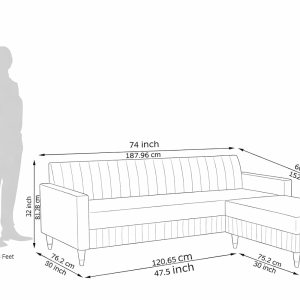 Urban Decor 4 Seater L Shape Velvet Sofa Set - Image 5