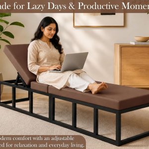 Urban Decor Modern Metal Chaise Lounge Chair with Adjustable Backrest & Cushion | Iron Frame Recliner for Living Room & Bedroom - Image 8