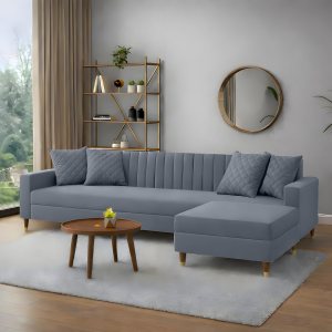 Urban Decor 4 Seater L Shape Velvet Sofa Set - Image 1