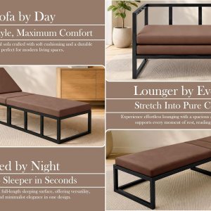 Urban Decor Modern Metal Chaise Lounge Chair with Adjustable Backrest & Cushion | Iron Frame Recliner for Living Room & Bedroom - Image 6