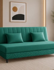Urban Decor Luxury 3 Seater Velvet Sofa Cum Bed | Convertible Fabric Sofa with Tufted Backrest
