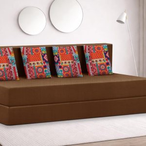 Urban Decor 6×6 Ft Sofa Bed for Four | Jute Fabric Convertible Home Furniture