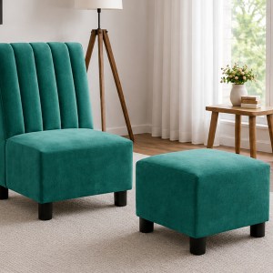 1 Seater Wooden Sofa with Ottoman | Single Seater Sofa Set